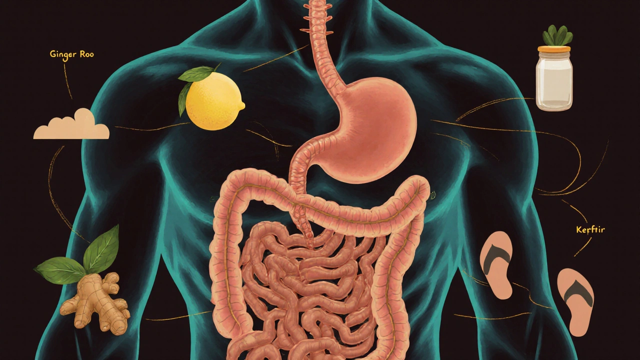 Grafické znázornění trávicího systému s přirozenými podporujícími prvky.