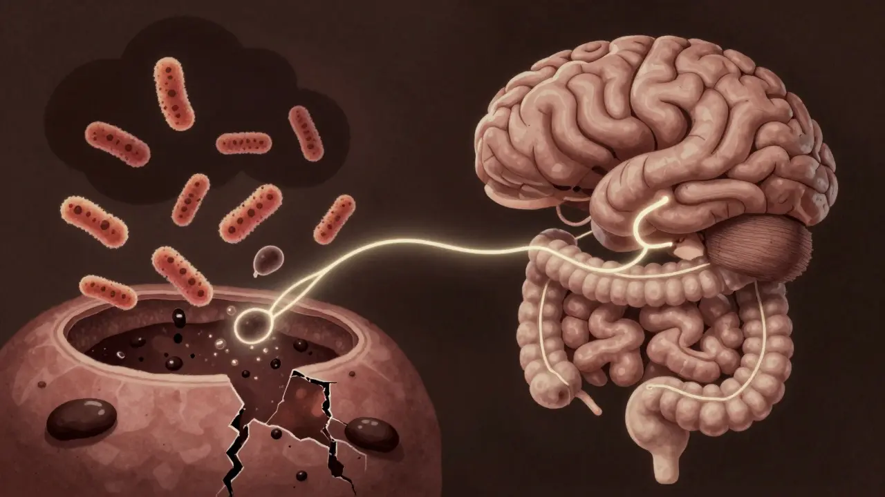 Spojení mozku a střevního mikrobiomu pod vlivem stresu a toxických látek.