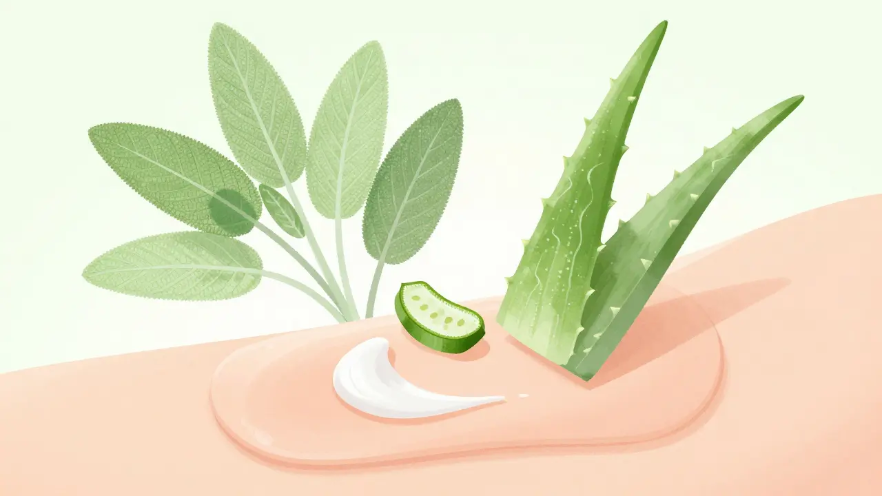 Aplikace upokojujícího balzámu na pleť po holení.