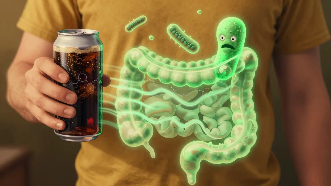 Umělé sladidlo v plechovce vysílá škodlivé vlny do střev, kde se zdravé bakterie mění v deformované tvary.