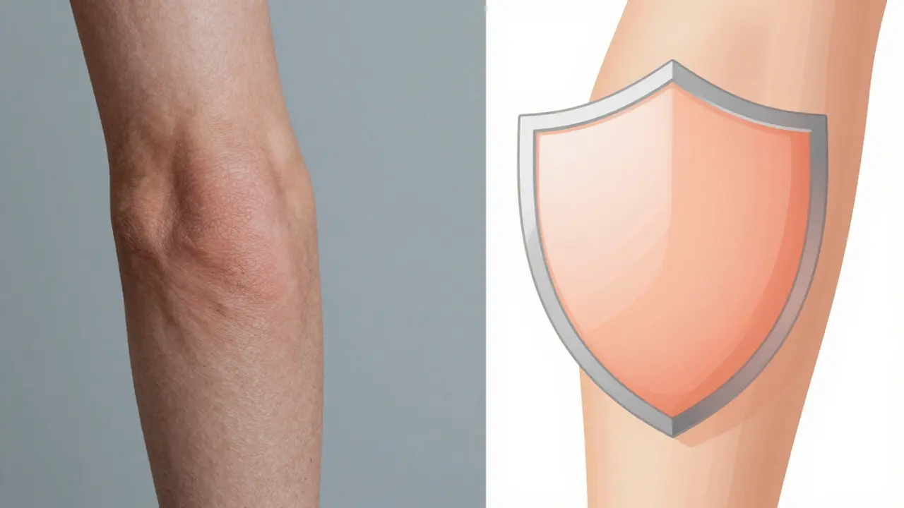 Porovnání suché a hydratované kůže po aplikaci krému