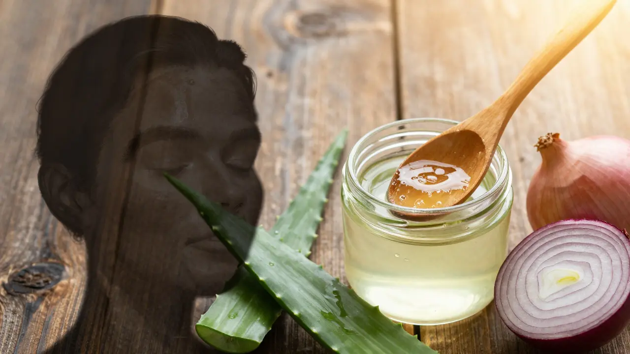 Smíchání cibulové šťávy s aloe verou v sklenici