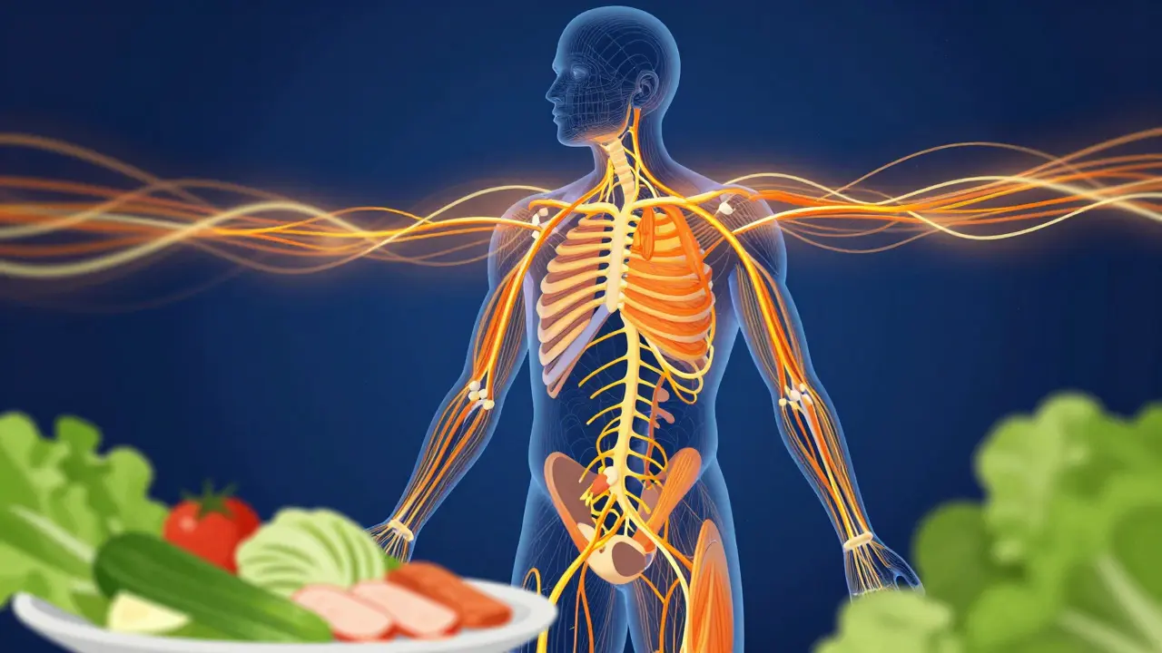 Silueta člověka plná energie po doplnění vitamínu B12