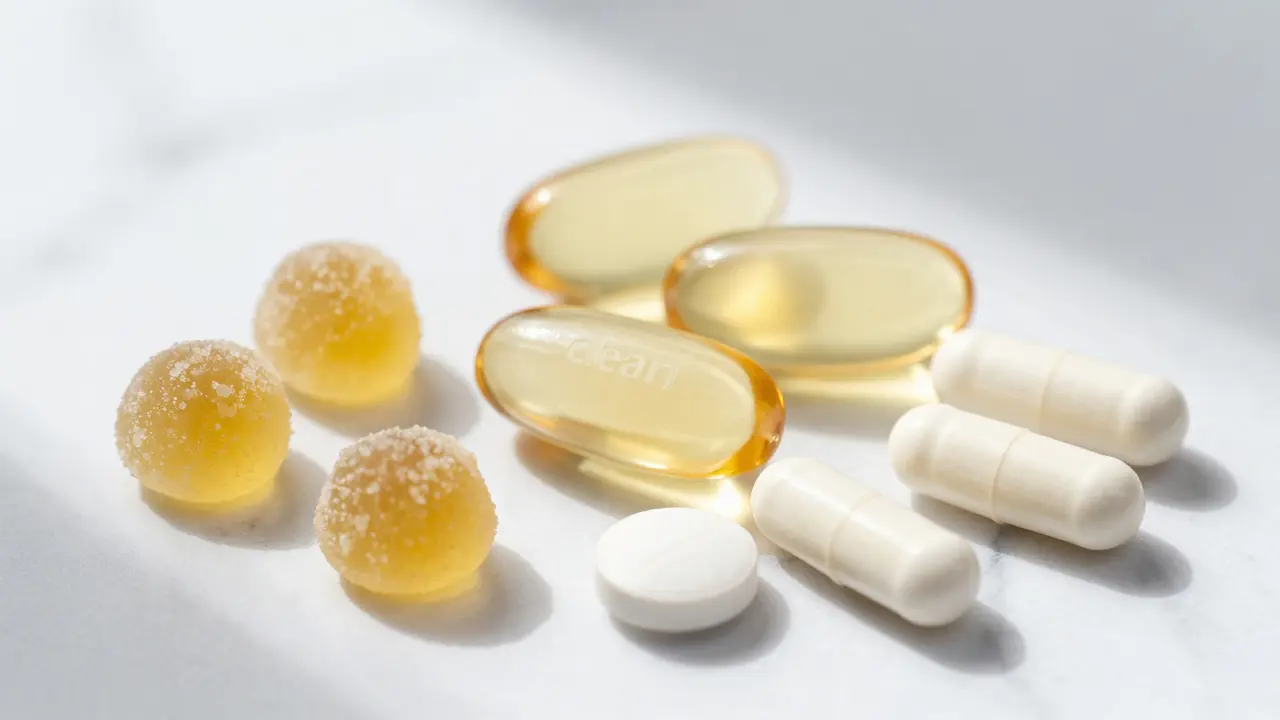 Srovnání žvýkacích vitamínů s cukrem a čistých kapslí