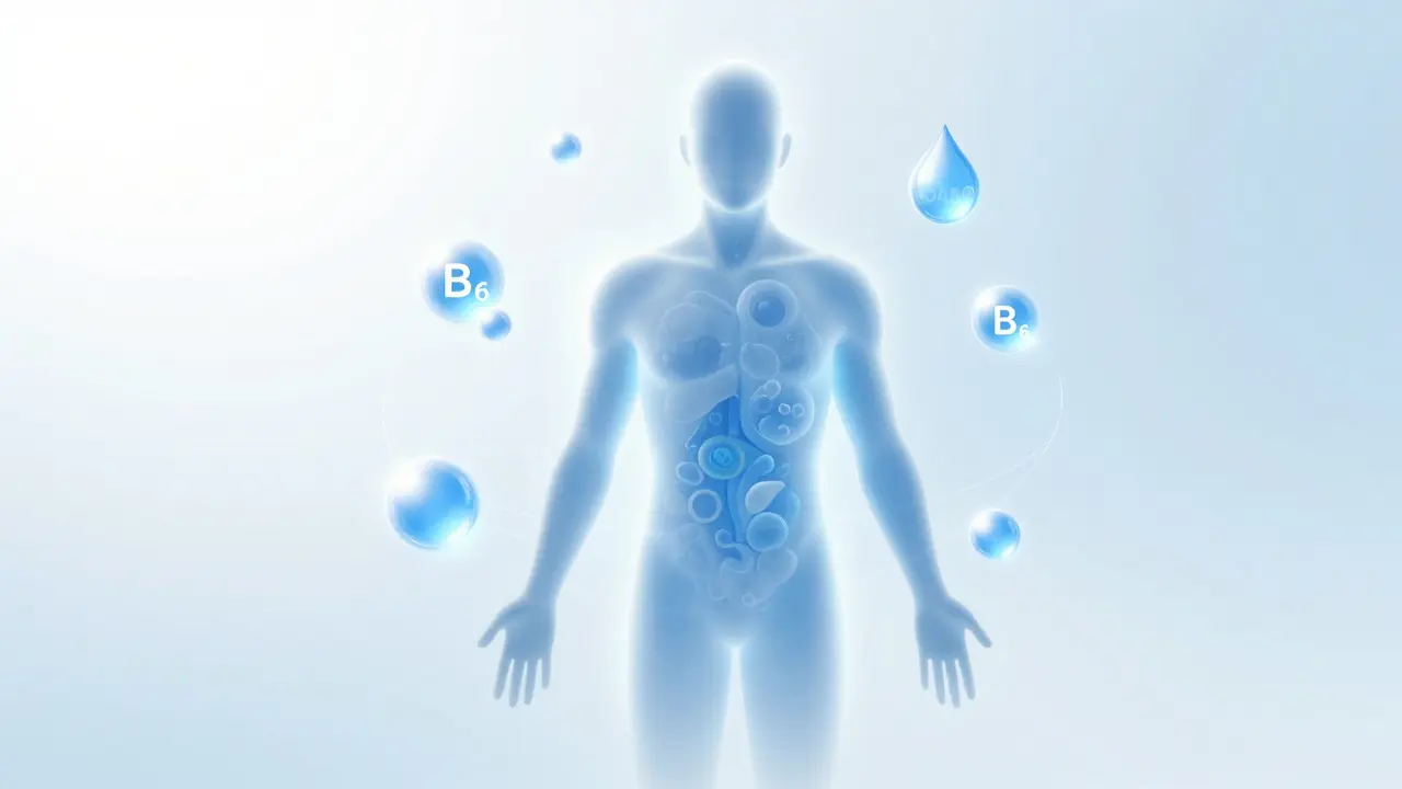 Abstraktní ilustrace hydratace a vitamínů podporujících zdraví