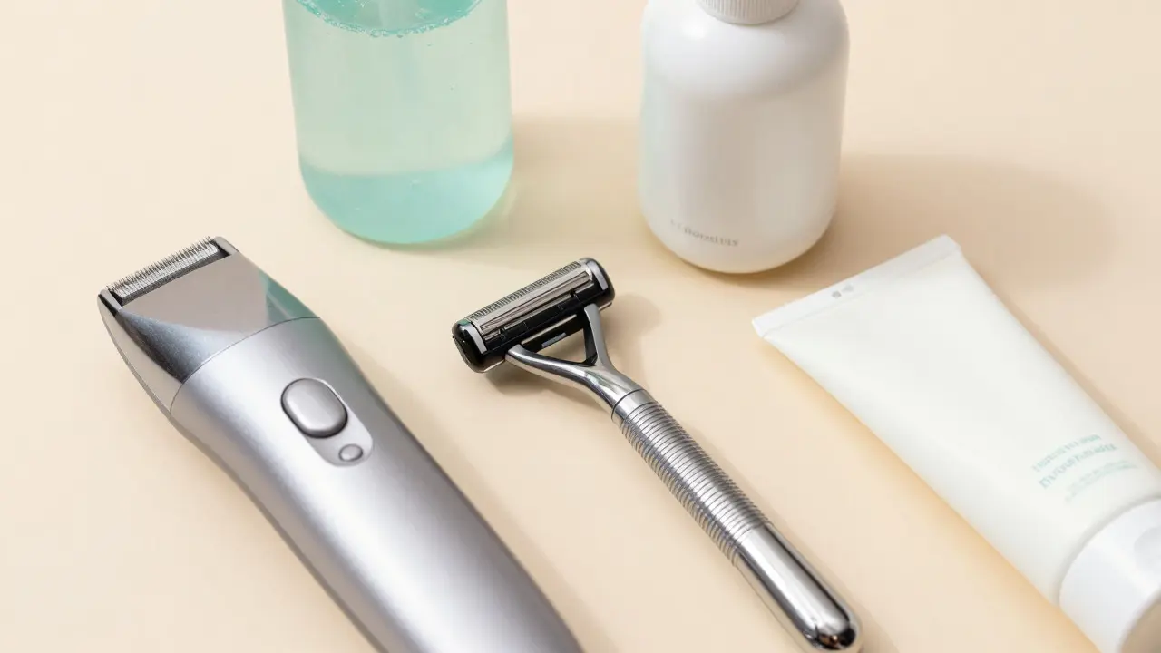 Bezpečné nástroje na depilaci citlivé kůže: trimmer, břitva a gel